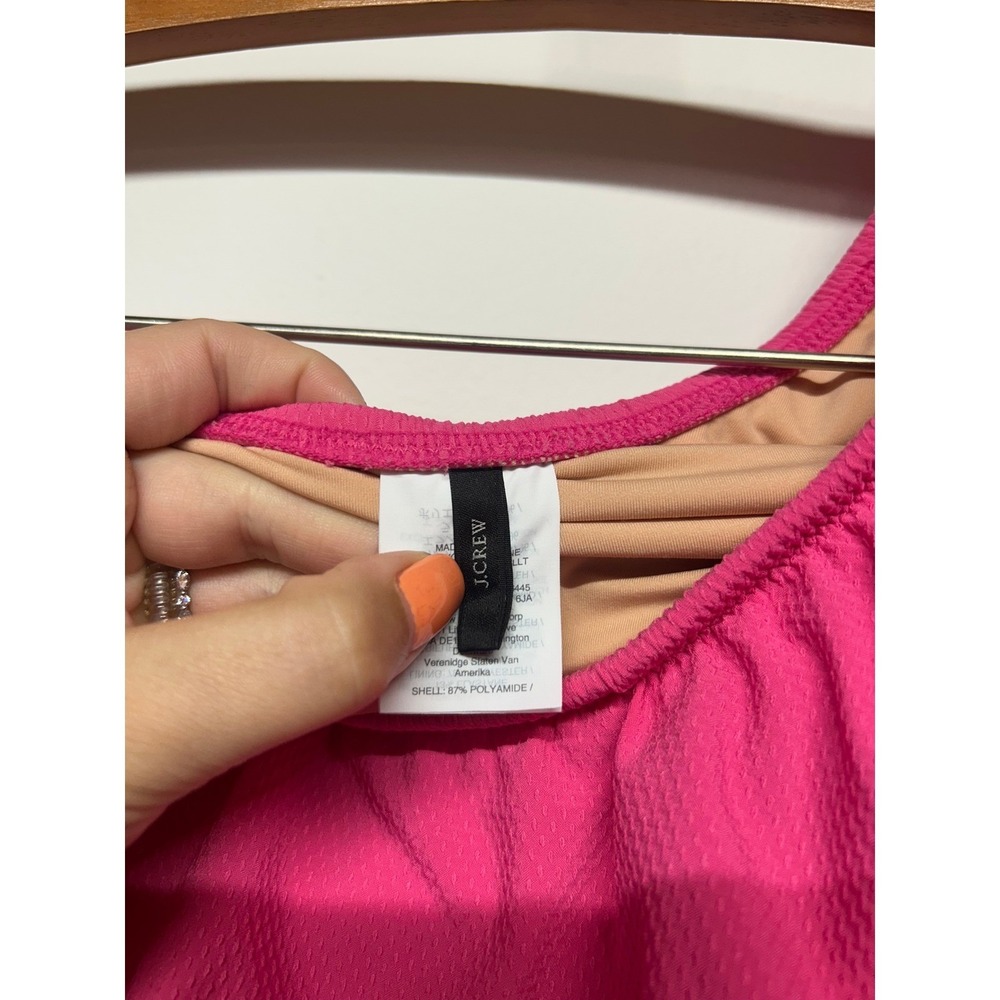 J.Crew Pink One Shoulder Ruffle One Piece Swimsuit Ric Rac Trim Size 6 - Picture 3 of 7